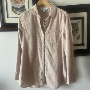 NWT Old Navy Classic Flannel Pocket button up tunic oatmeal Medium